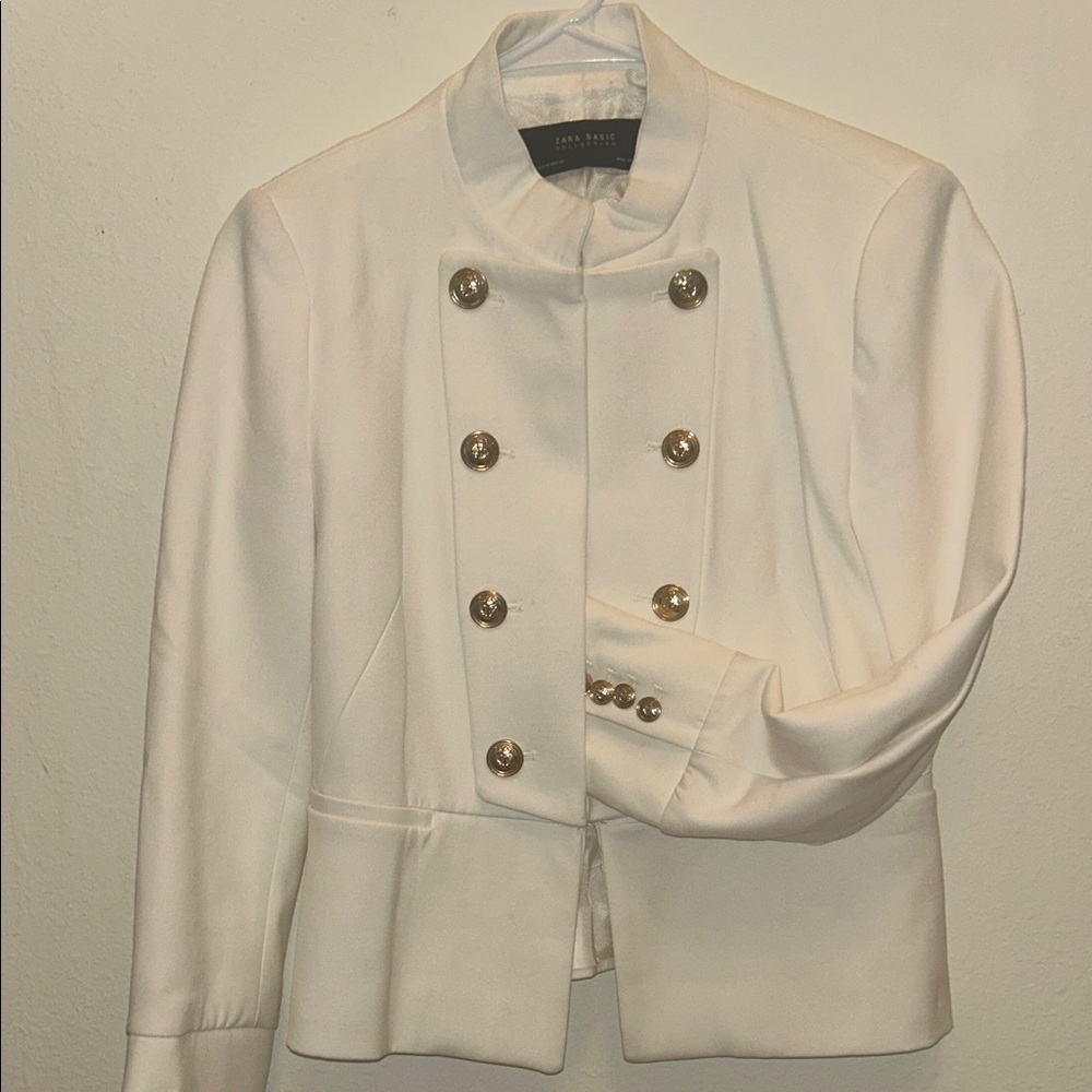 Zara Cream Blazer with Gold Buttons